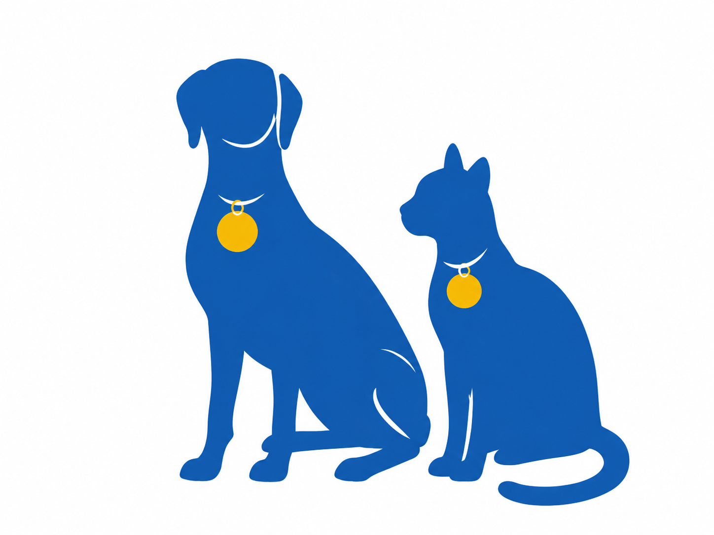 Dog and cat silhouette with pet tags