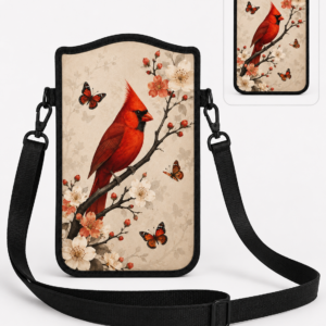 Red Cardinal Blossom Phone Pouch
