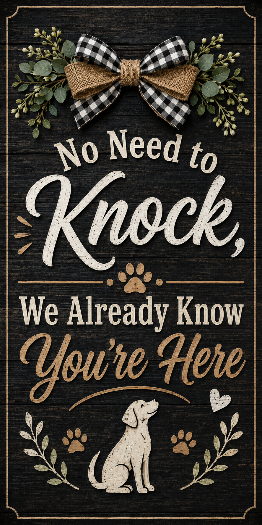 No Need to Knock Dog Welcome Sign
