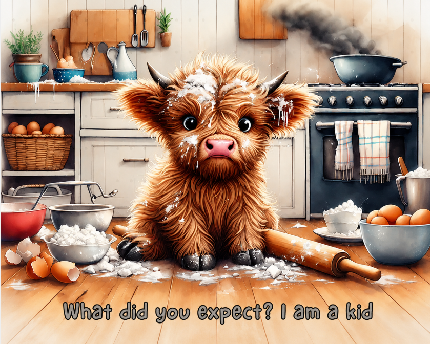 Highland Cow Kitchen Mess Sign